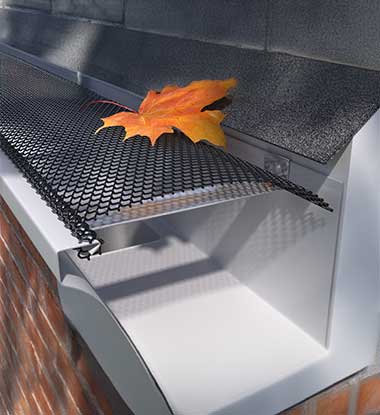 Close up of leaf guard mesh over gutters in Salt Lake County